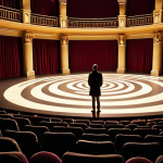 **Prompt:** A brightly lit stage in a grand theater. A single spotlight illuminates a person deep in thought, surrounded by swirling, indistinct figures representing the flood of information competing for their attention. Emphasize the feeling of selective focus and the internal "theater of the mind."