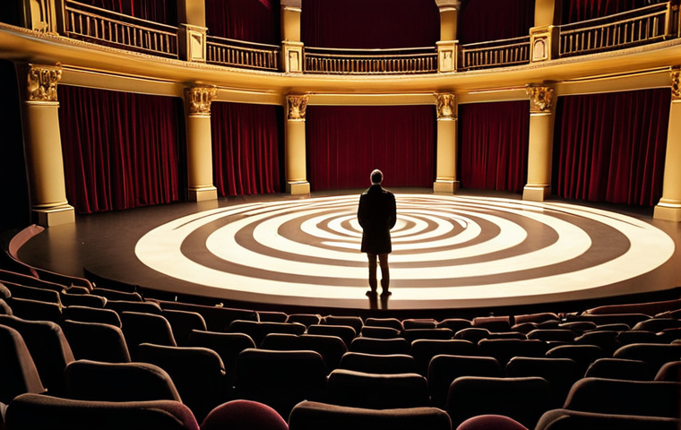 **Prompt:** A brightly lit stage in a grand theater. A single spotlight illuminates a person deep in thought, surrounded by swirling, indistinct figures representing the flood of information competing for their attention. Emphasize the feeling of selective focus and the internal "theater of the mind."