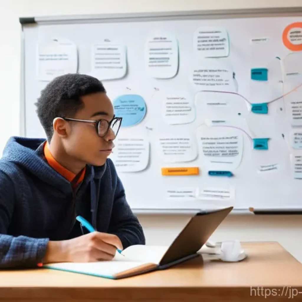 심리학 논문 작성법 - **Prompt:** A focused university student, gender-neutral, wearing a cozy, casual outfit like a sweat...