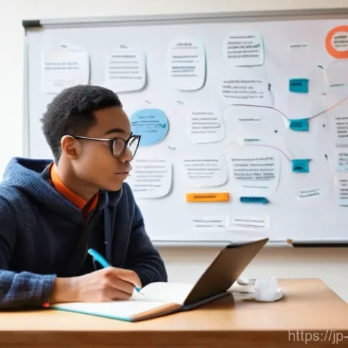 심리학 논문 작성법 - **Prompt:** A focused university student, gender-neutral, wearing a cozy, casual outfit like a sweat...