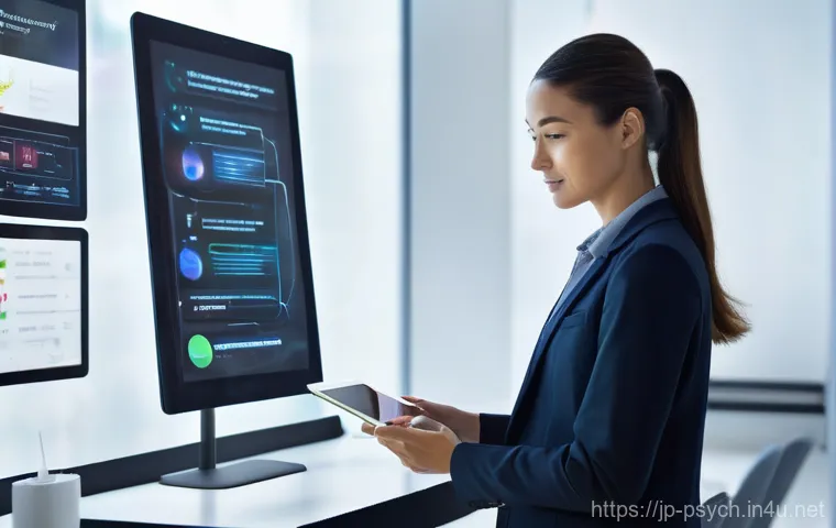 심리학 진로와 직업 - **Prompt:** A warm, empathetic female school counselor, dressed in smart casual attire, sits at a co...